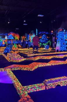 image of indoor mini golf- neon themed